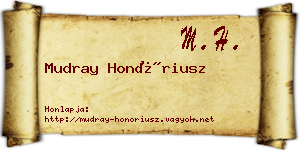 Mudray Honóriusz névjegykártya
